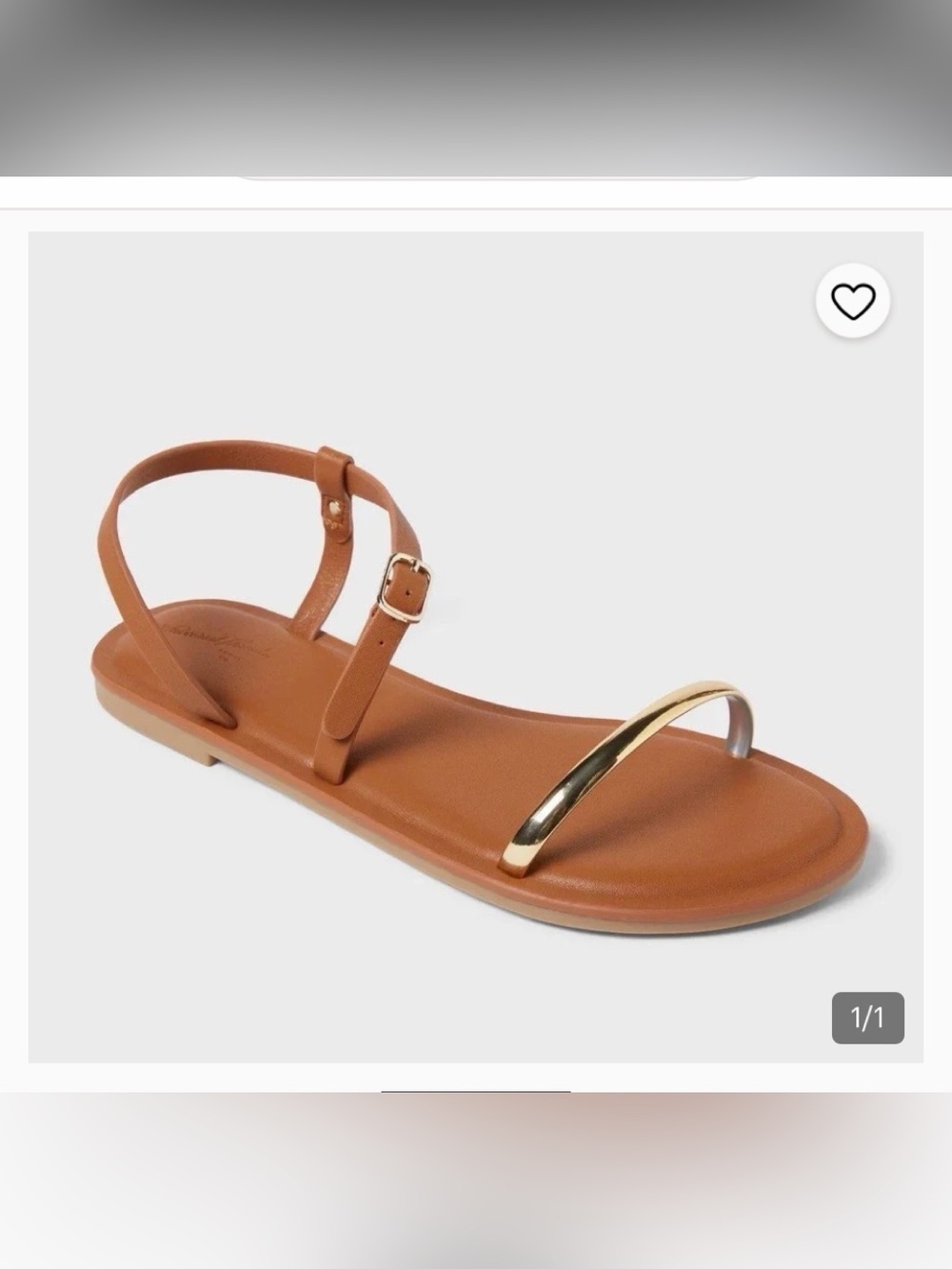 NWT Universal Thread Tan Ankle-Strap Sandal with Gold Toe Bar